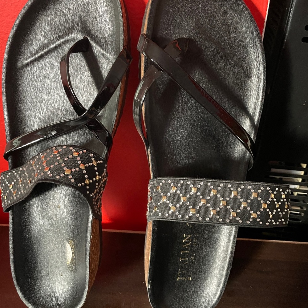 Black jeweled sandals